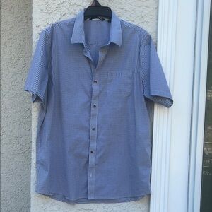 Travis Mathew Men's Grey Checker Short Sleeve Button up Shirt Size XXL
